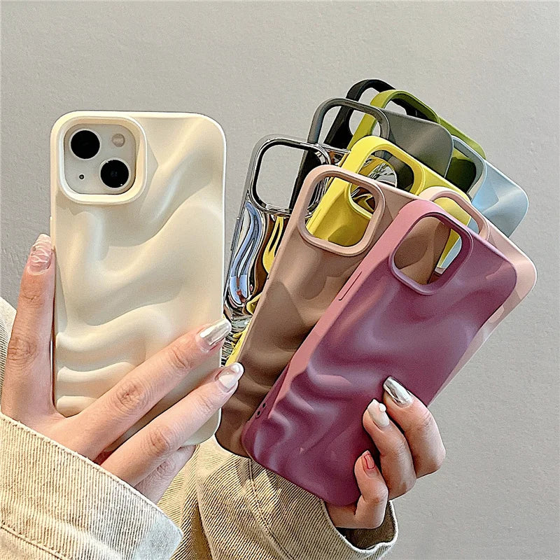 Luxury 3D Wave Case For iPhone, Soft Shockproof Back Cover, All Around Protection