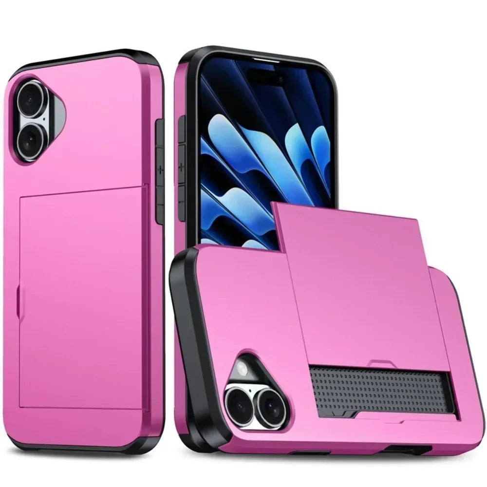 Premium iPhone Case Cover with Wallet Card Holder Slot, Shockproof Resistant Phone Case