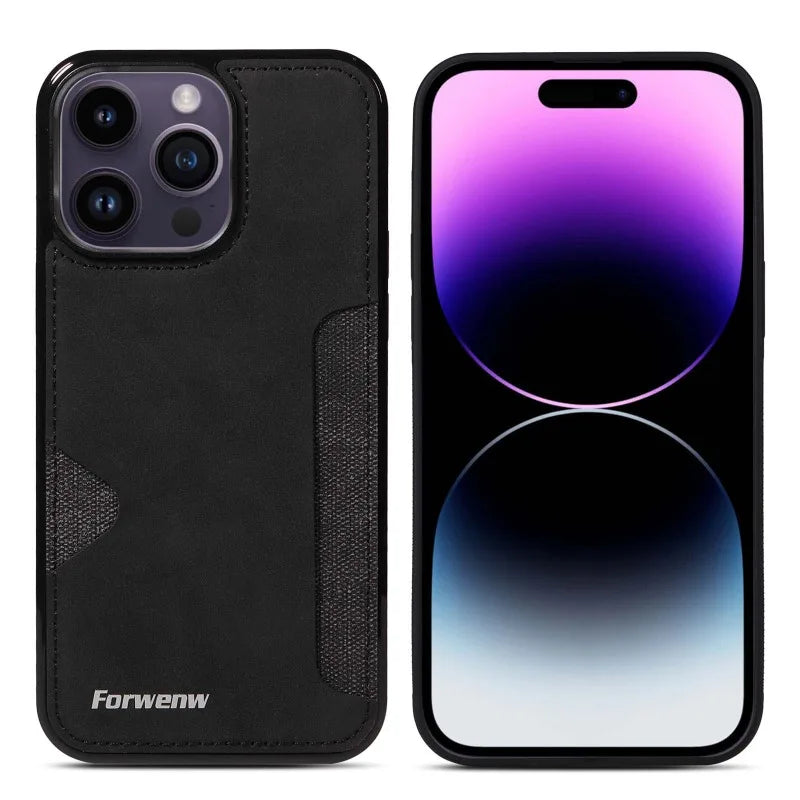 Luxury Leather Case for iPhone with Card Holder Slot, Soft Leather, All Around Protection Phone Case