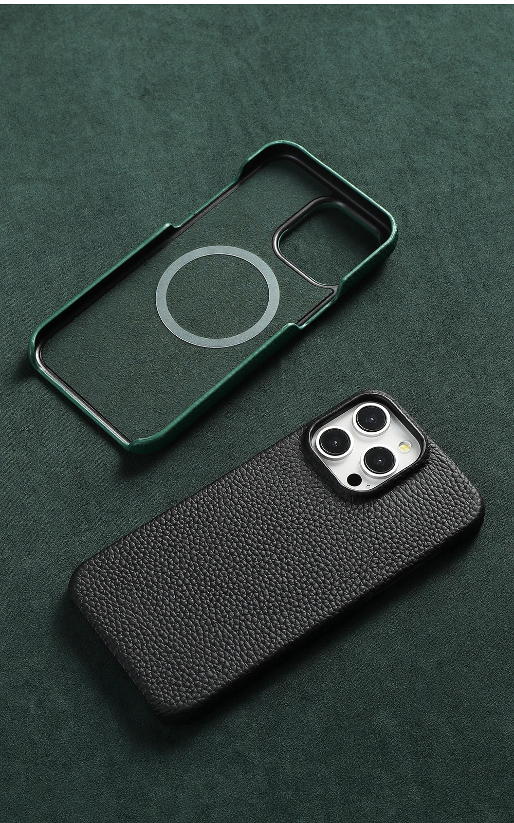 Premium Quality Magsafe Case for iPhone, Natural Leather, Magnetic Charging Case, Anti-fingerprint and Shock-proof Case.