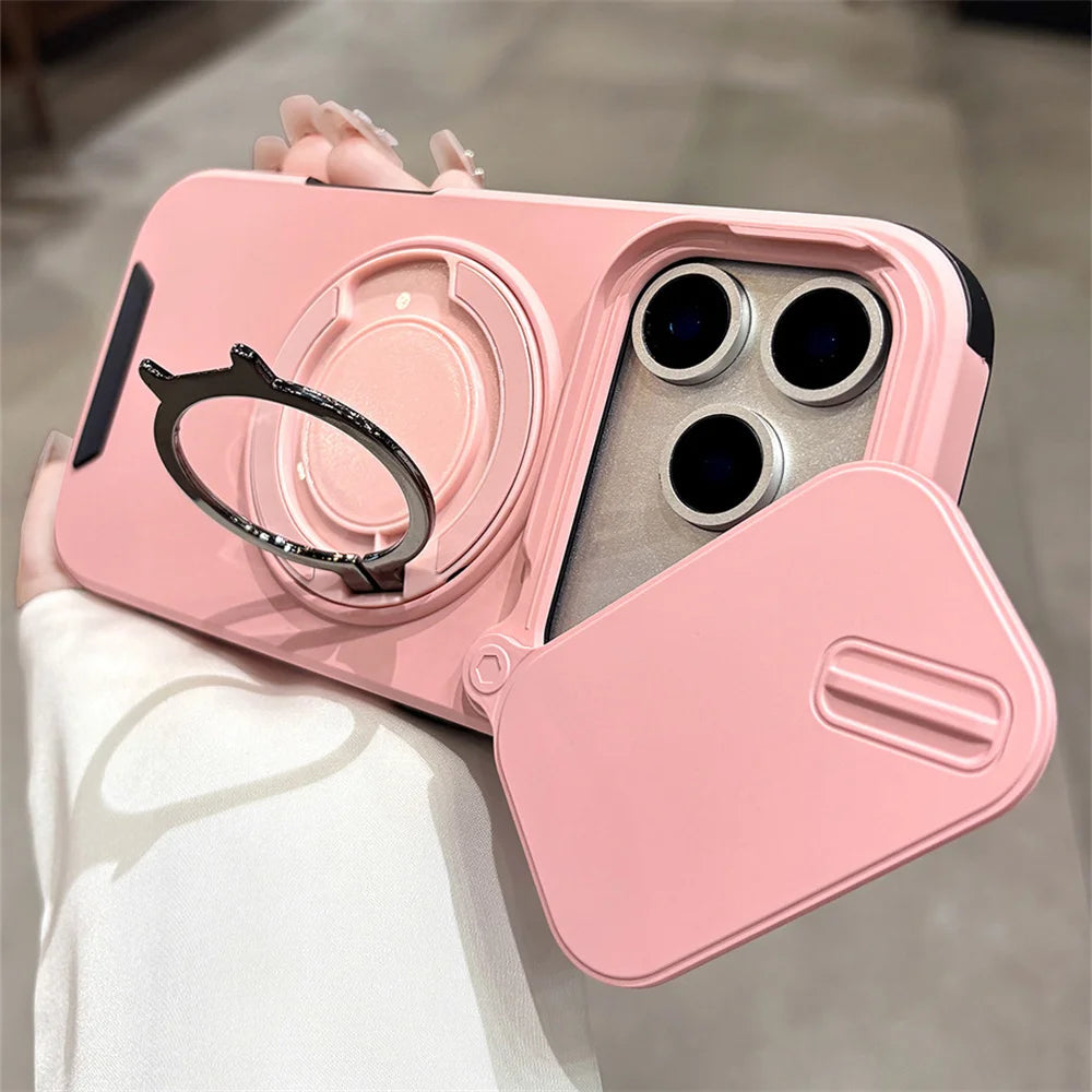 Premium Magnetic Stand Phone Case for iPhone, Full Camera Protection, All Around Protection Phone Case, Shockproof Protection Phone Case