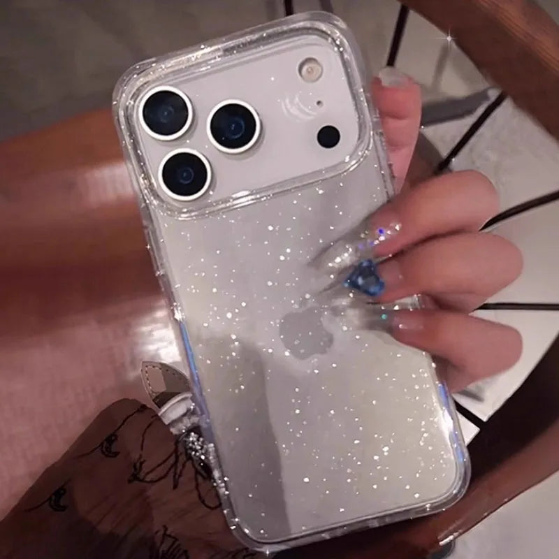Luxury Glitter Transparent Phone Case For iPhone, Shockproof Resistant Case, Soft and Slim Cover
