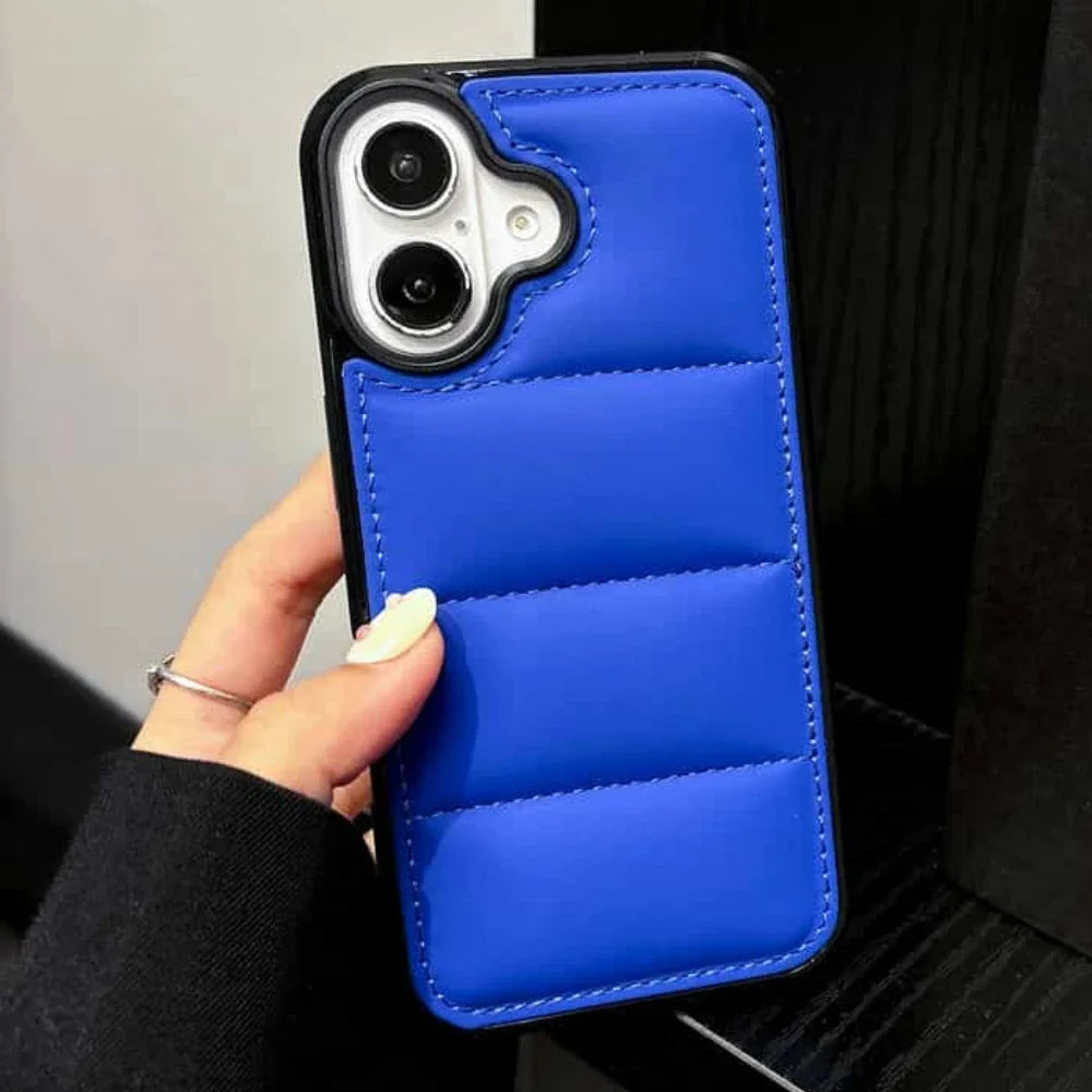 High Quality Puffer Phone Case for iPhone, Solid Color, Shockproof Protection, Soft Cover
